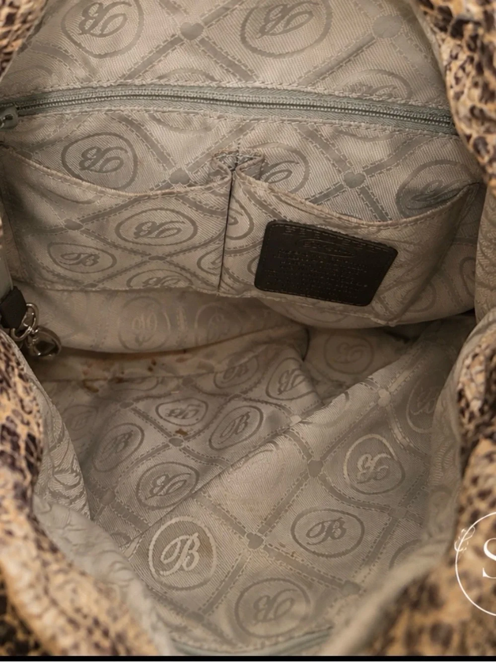 Brighton Nolita Snakeskin Print Leather Hobo Bag Python Tassel Large